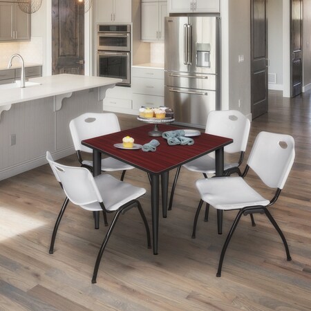 Regency Kahlo Square Table & Chair Sets, 48 W, 48 L, 29 H, Wood, Metal, Plastic Top, Mahogany TPL4848MHBK47GY